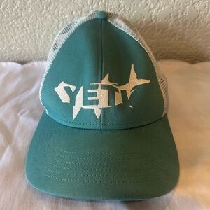 Yeti Teal Green White Shark Snap Back Mesh Truckers Cap